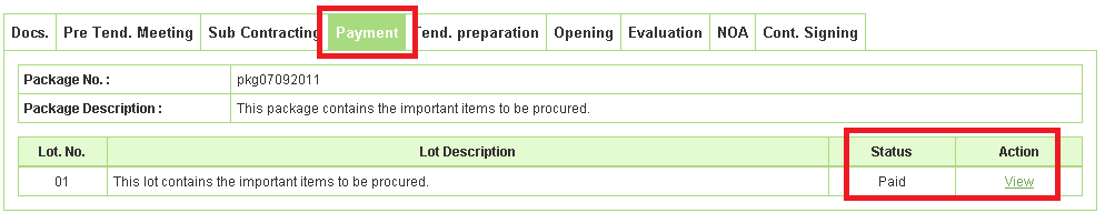 Performance Security Lot তালিকা — Screen D63.1