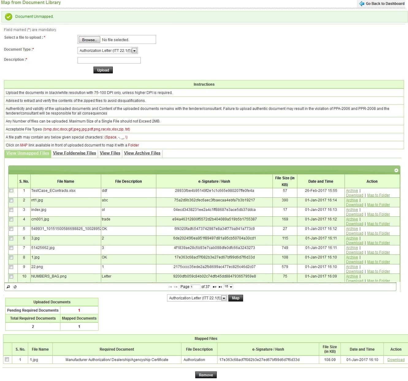 Pending Required Documents 1 — Screen D138