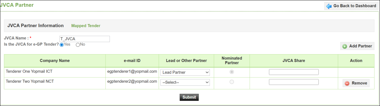 Lead/Other Partner ভূমিকা নির্ধারণ — Screen E59
