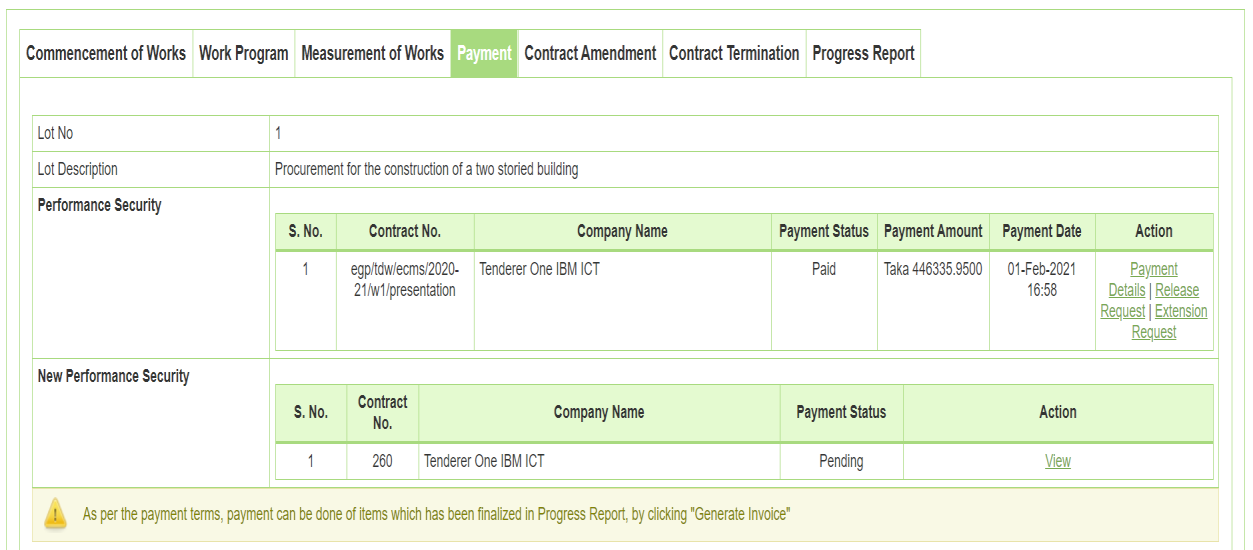 Invoice Generated successfully — Screen F13