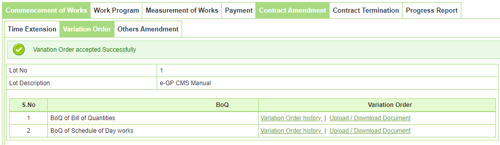 Variation Order Accept — Screen F22