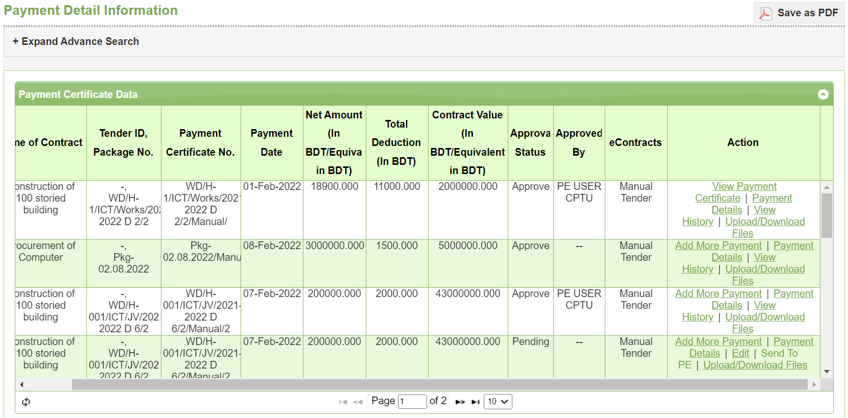 View Payment Certificate — Screen G94