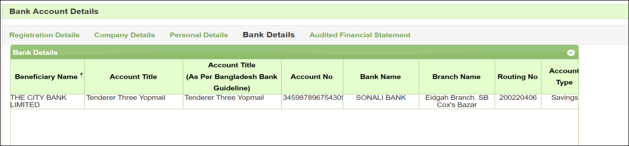 Bank Details — Screen J2.4