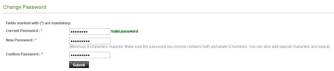 New Password শর্ত — Screen J13